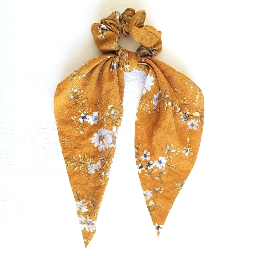 Rachel Floral Hair Scarf - Mustard